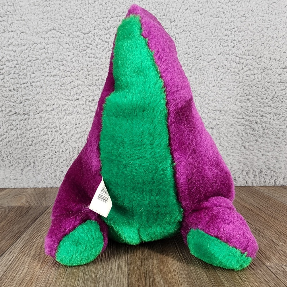 Vintage Barney the Dinosaur Plush Purple Green Stuffed Animal Yellow Bow Tie 12" - Picture 6 of 10